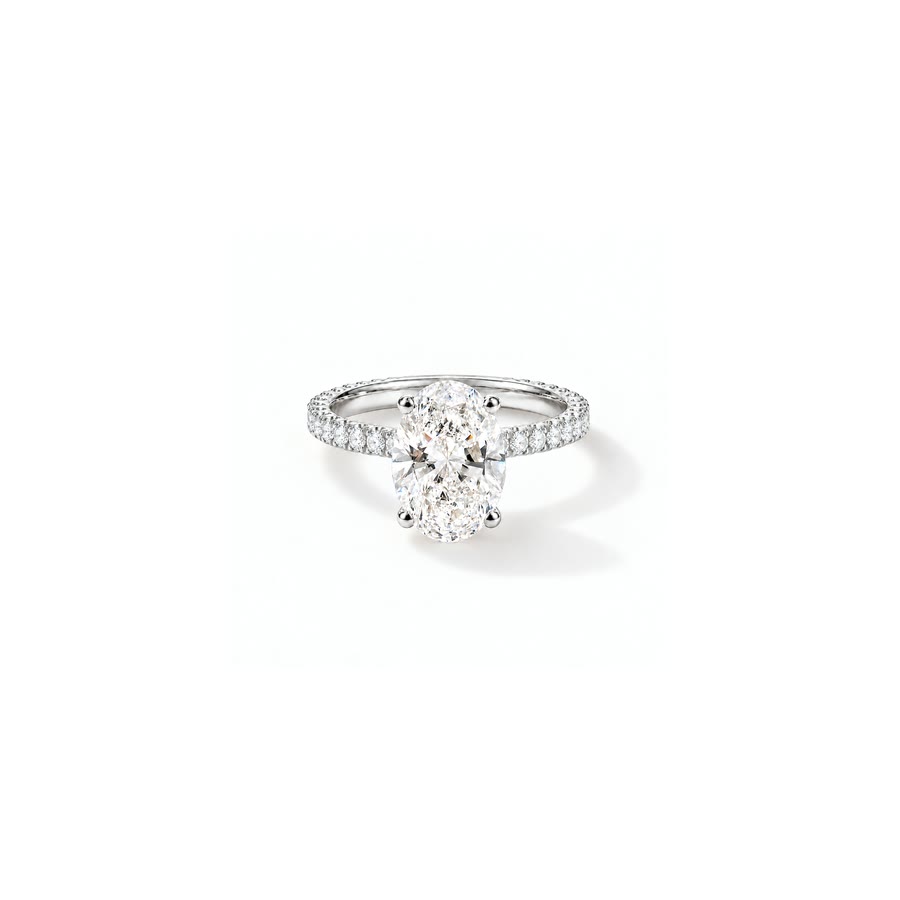 Oval Hidden Halo Pave engagement ring